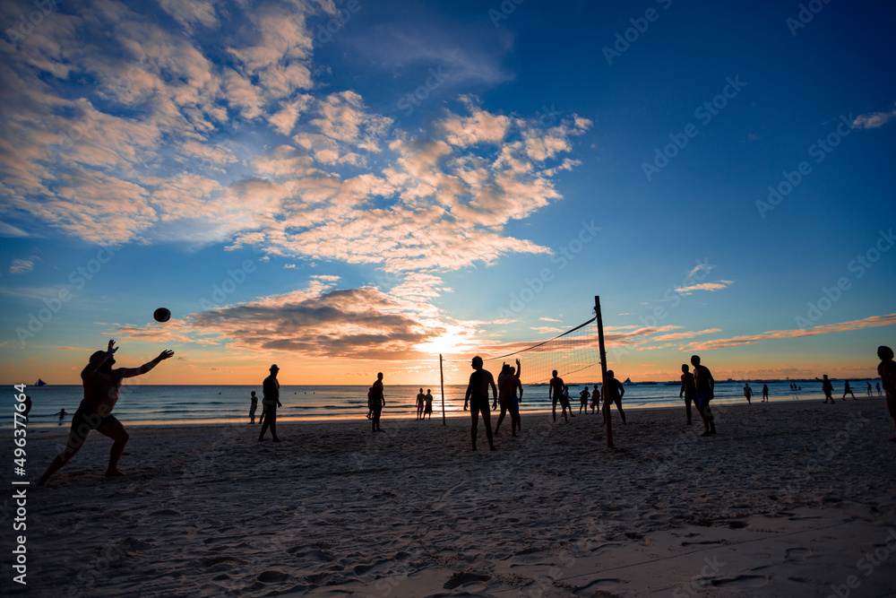 Beach Volleyball at sunset