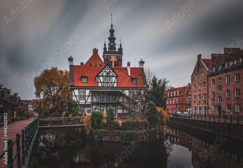 November 2021. Poland, Gdansk, a large container mill on the river Dwor Mlynarzy in the old city of Gdansk. Big Mill, or Wielki Mlyn.