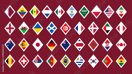 Set of flags of the national football team. Soccer team flag icon. photo