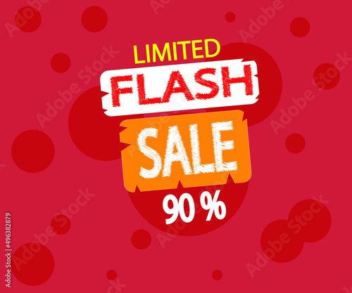 Wallpaper Mural Banner with flash sale up to 90% off.   Special offer for wholesale discount. Promotion poster, shopping coupon, advertising label vector illustration in red Torontodigital.ca
