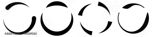Concentric, radial lines, circles icon. Segmented circle shape. Spiral, swirl, twirl and twist design element
