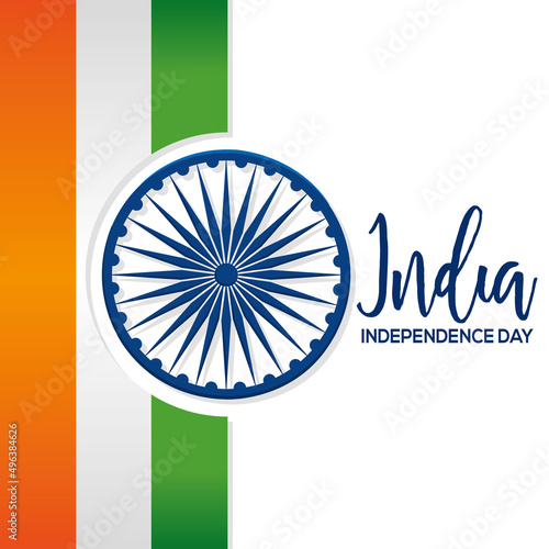 Poster flag India independence day vector illustration