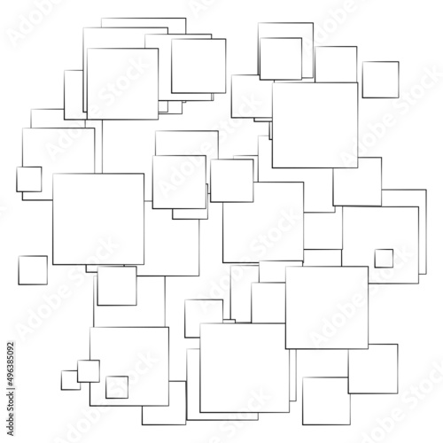 Random, scattered squares pattern, texture element. Randomness concept
