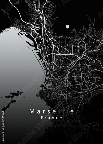 Fototapeta Marseille France City Map
