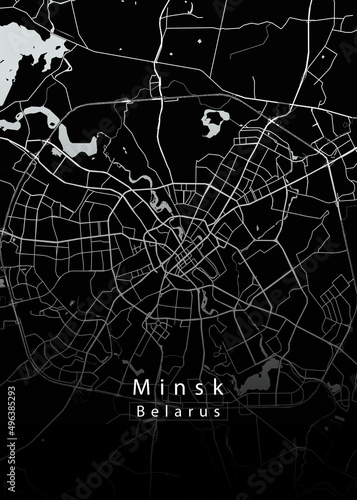 Fotografie, Tablou Minsk Belarus City Map