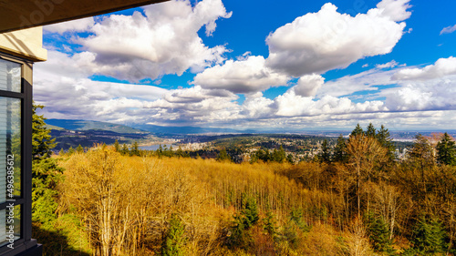 Принти на полотні Scenic view of Fraser Valley at the cusp of Spring as seen from a residence in U