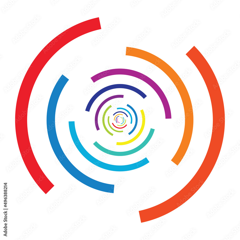 Concentric, radial lines, circles icon. Segmented circle shape. Spiral, swirl, twirl and twist design element Concentric, radial lines, circles icon. Segmented circle shape. Spiral, swirl, twirl and twist design element