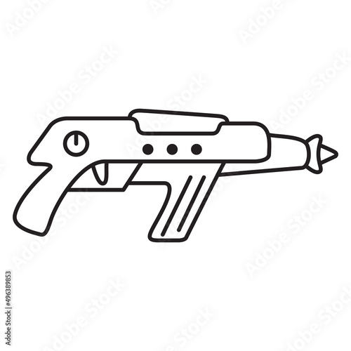 laser gun.Laser rifle.Toy weapons.Cartoon gun .Outline vector illustration.Isolated on white background.