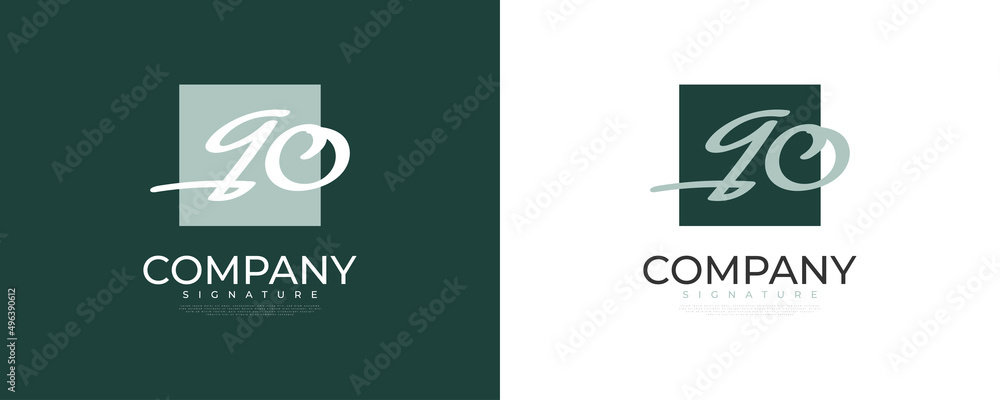 Obraz premium Initial G and O Logo Design in Elegant and Minimalist Handwriting Style. GO Signature Logo or Symbol for Wedding, Fashion, Jewelry, Boutique, and Business Identity