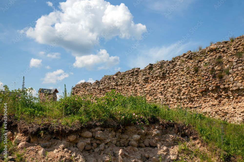 ruins of an ancient red brick castle