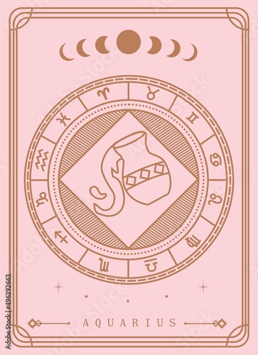 Aquarius horoscope and zodiac constellation symbol Premium Vector tarot card for tarot reader
