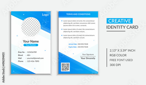 Corporate Blue Elegant ID Card Design Template