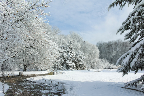 Winter view of South Park in city of Sofia, Bulgaria