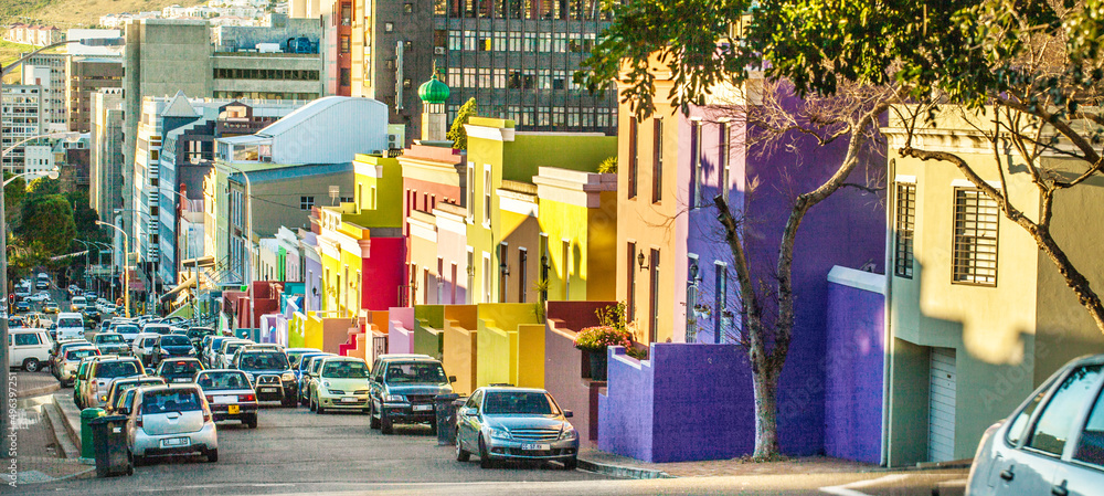 Fototapeta premium This citys characterful district. Shot of the colorful homes of the Bo Kaap, Cape Town.