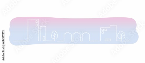 シンプルでかわいい街並み線イラスト