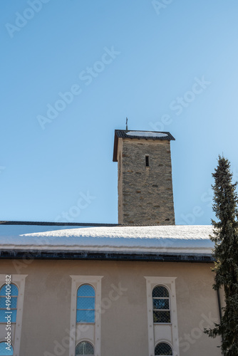 Tower of the heart Jesus church in Davos in Switzerland