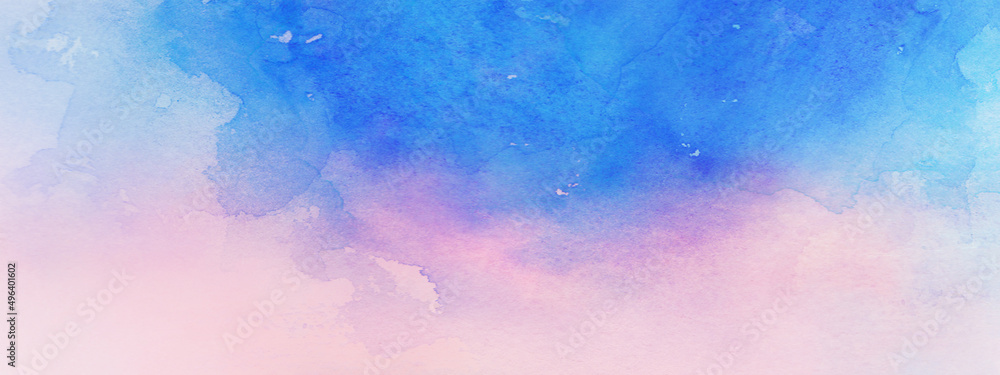 青色とピンク色が混ざり合う空の風景イラスト