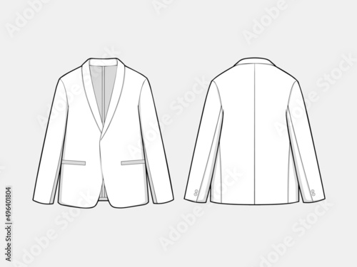 VECTOR LINE ART OUTLINE TUXEDO SINGLE BREASTED BLAZER COLLECTION FOR SIZE CHARTS OR SIZE GUIDE