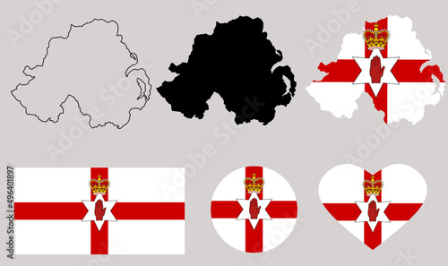 Northern Ireland  map flag icon set