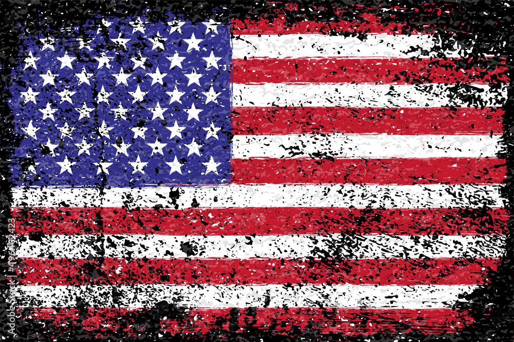 風化したアメリカ国旗（星条旗）のペイントのベクター素材 Stock Vector | …