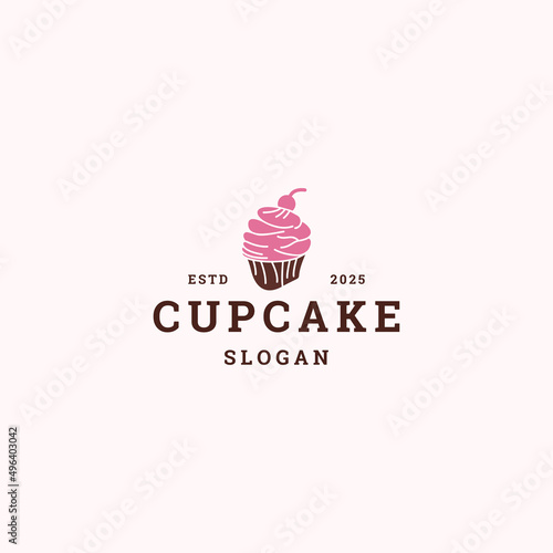 Cup cake logo icon design template vector illustration