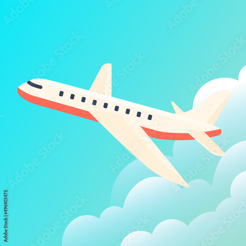 Airplane flying in the sky, vector illustration © lin