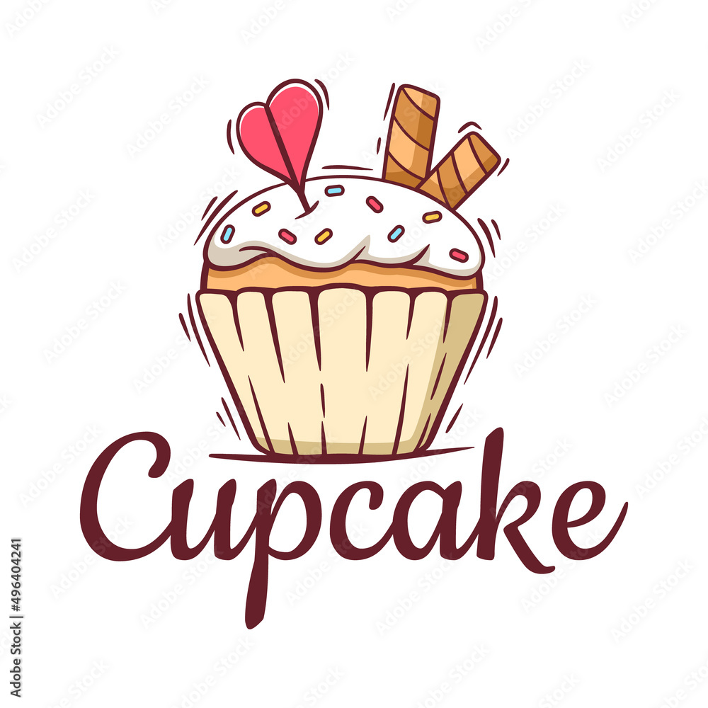 Hand drawn cupcake logo template Hand drawn cupcake logo template