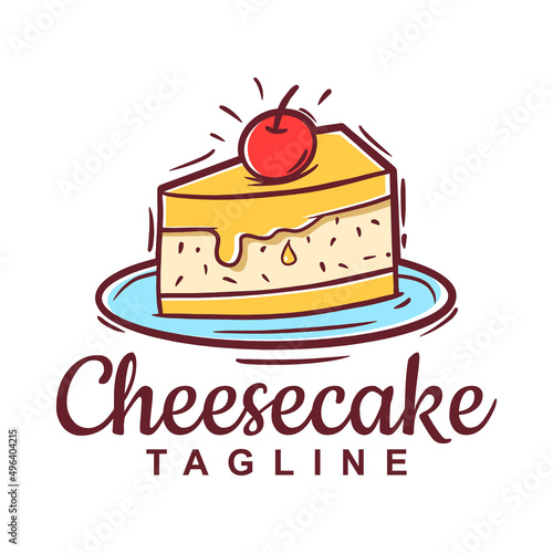 Hand drawn cheesecake logo template