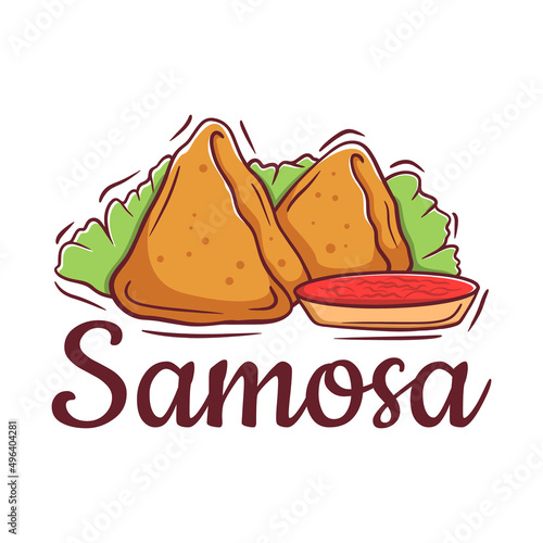 Hand drawn samosa logo template vector