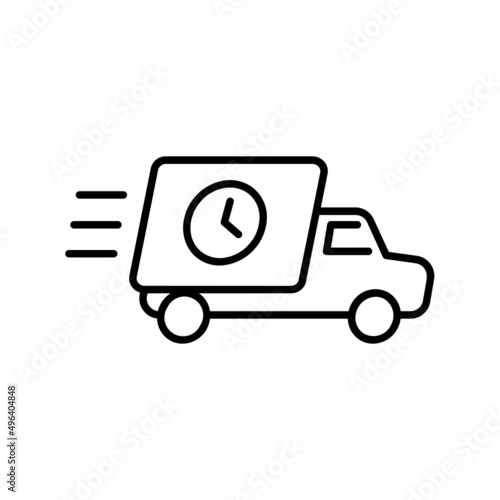 Fast delivery truck icon, express delivery, quick move, line symbol