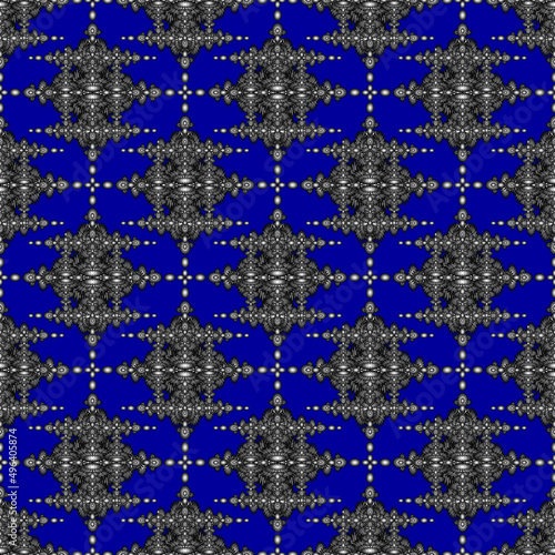 Seamless geometric ethnic fabric pattern, black and white floral pattern, Thai fabric pattern design, carpet, wallpaper, curtain, cushion, clothing, batik, gray background fabric pattern