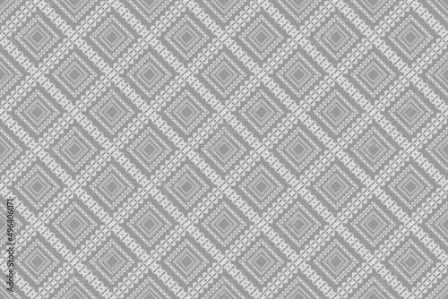Seamless geometric ethnic fabric pattern, quadrilateral pattern, fabric pattern design, carpet, wallpaper, curtain, cushion, clothing, wrap, batik, gray background