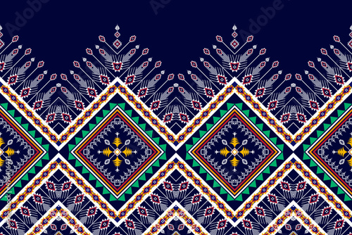 Geometric abstract ethnic pattern design. Aztec fabric carpet mandala ornament chevron textile decoration wallpaper. Tribal boho native traditional embroidery vector illustrations background