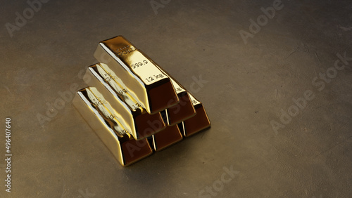 Fototapeta Naklejka Na Ścianę i Meble -  bunch of gold bars (12kg), 3d rendering