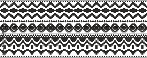 Vector monochrome seamless ornament of Native Americans, Aztecs. Endless border of the tribes of South and Central America.
