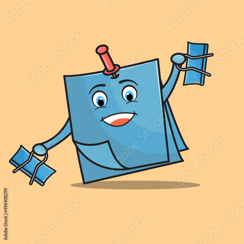 Blue sticky notes character illustration vector