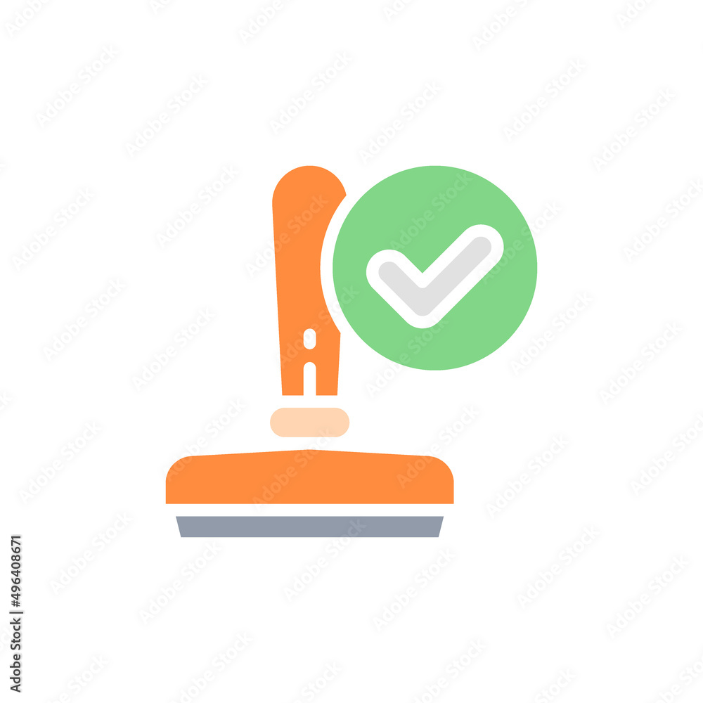 Vector approved stamp, accepted white line icon. Symbol and sign illustration design. Vector approved stamp, accepted white line icon. Symbol and sign illustration design.