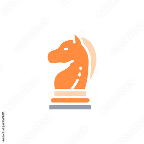 Vector chess horse, knight piece, strategy white line icon. Symbol and sign illustration design.