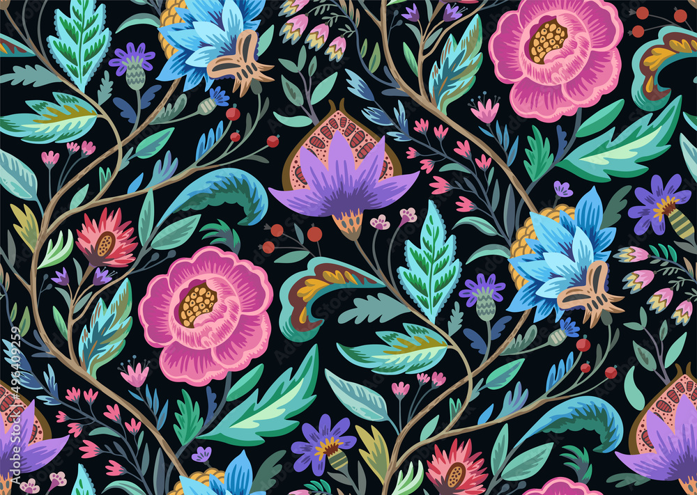 Vintage floral ornamental pattern ni victorian style for decor ...