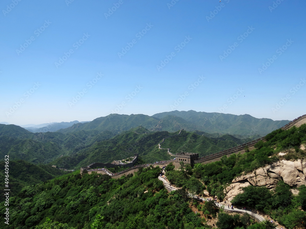 The Great Wall of China in Beijing, China at sunny summer day