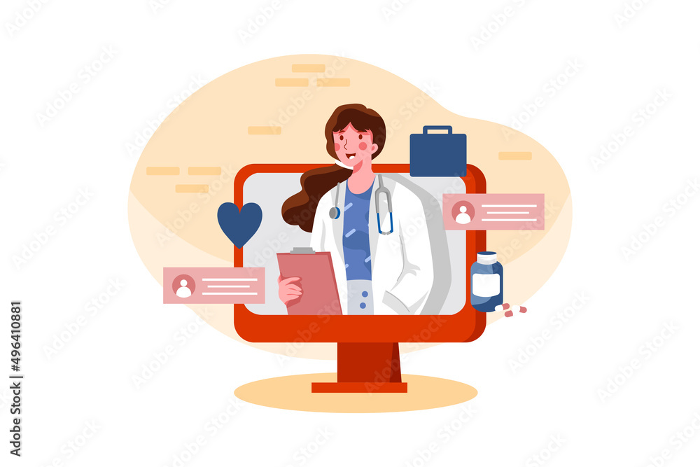 Online Doctor Consultation Illustration concept. Flat illustration isolated on white background.