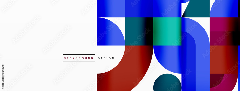 Minimal geometric abstract background. Circle square and triangle design. Trendy techno business template for wallpaper, banner, background or landing