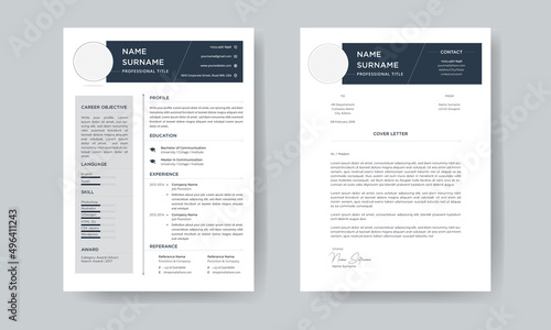 Clean and Professional Resume with Cover Letter or letterhead for Business Job Applications