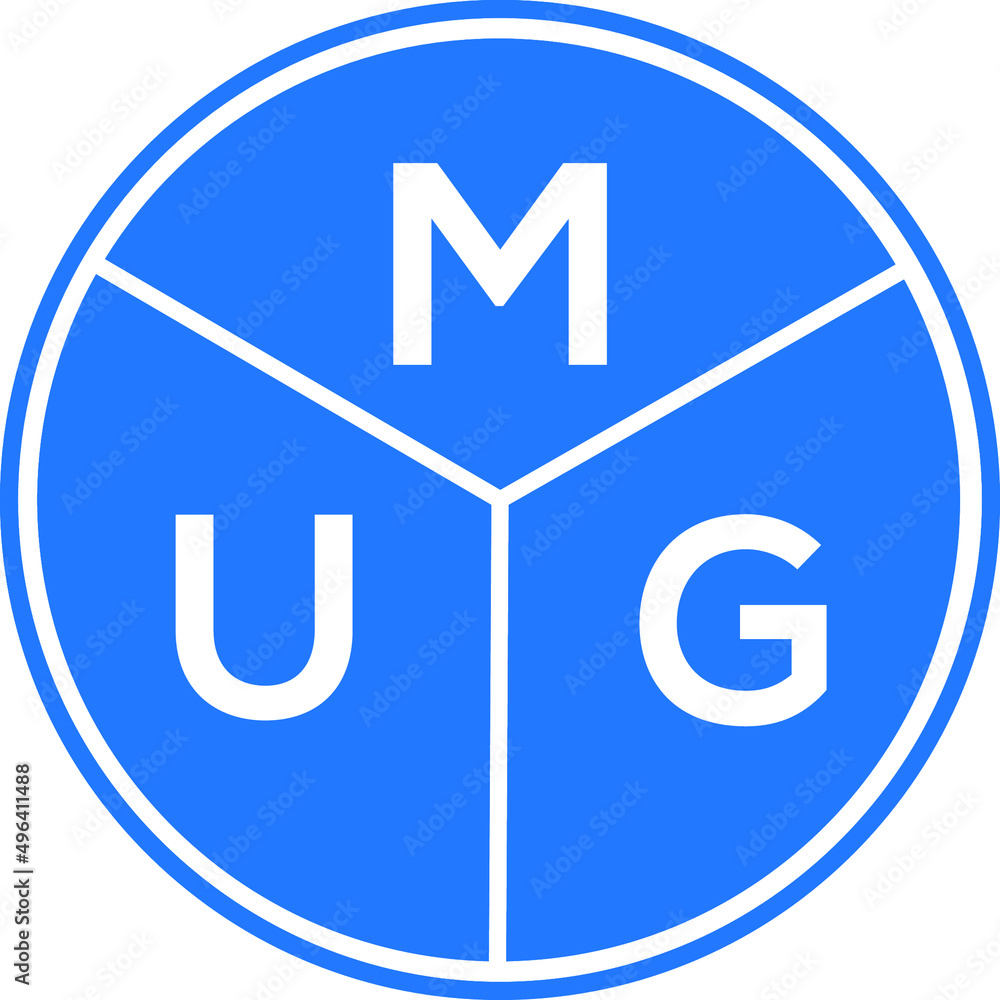 MUG letter logo design on white background. MUG  creative circle letter logo concept. MUG letter design.