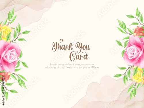 Thankyou Card Floral Vector Template
