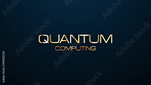 Quantum Computing text word gold light animation loop with glitch text effect. 4K 3D seamless looping Quantum Computing effect element for Cinema trailer, Sales Marketing title banner. Old Gaming Cons