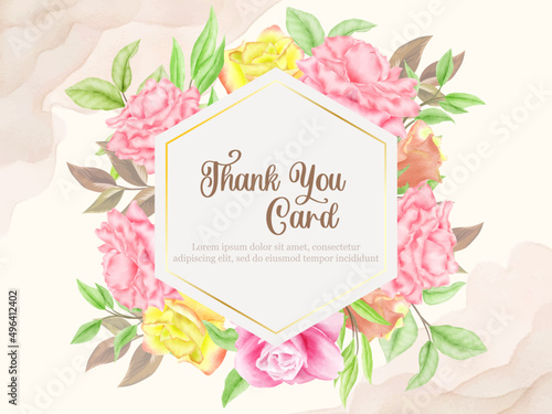 Thankyou Card Floral Vector Template