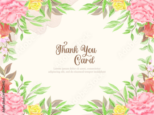 Thankyou Card Floral Vector Template
