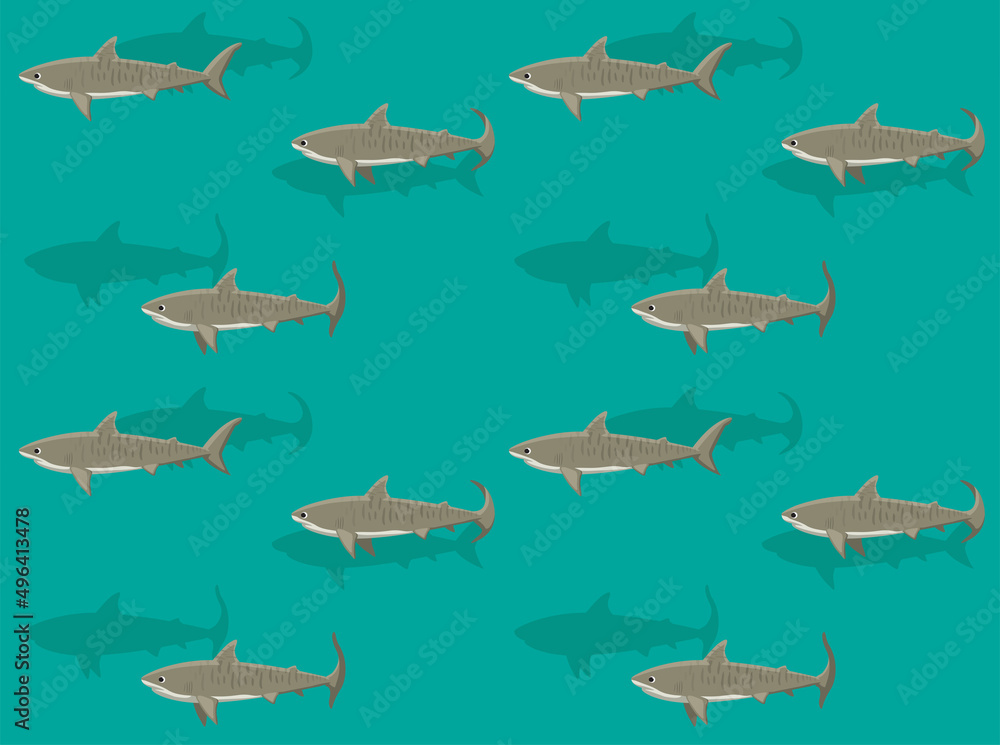 Fototapeta premium Tiger Shark Animation Seamless Wallpaper Background