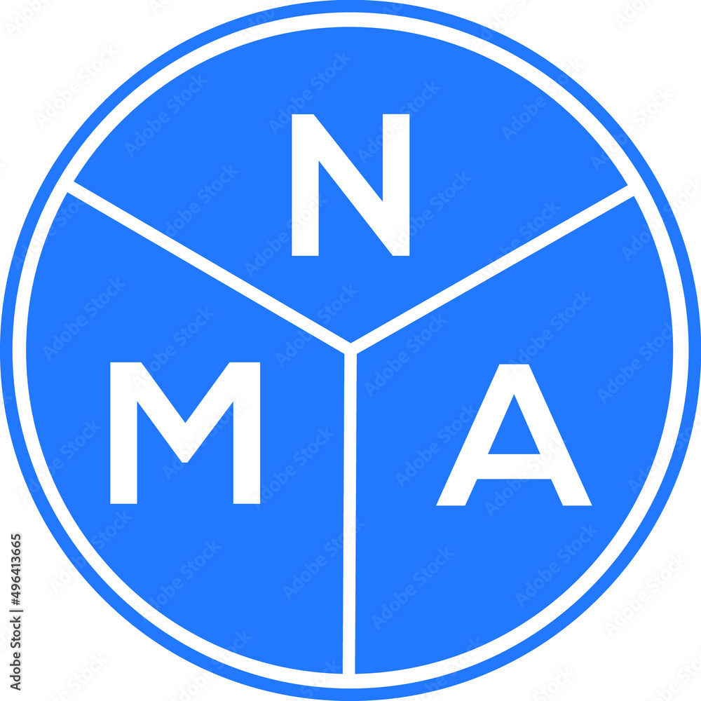NMA letter logo design on white background. NMA creative circle letter logo concept. NMA letter design. NMA letter logo design on white background. NMA creative circle letter logo concept. NMA letter design.